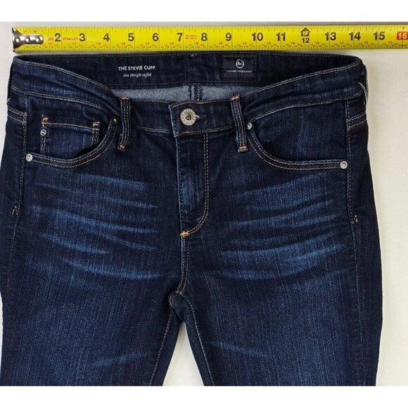 AG Adriano Goldschmied Size 27X26 Women The Stevie Cuff Slim Straight Blue Jeans - Picture 3 of 12